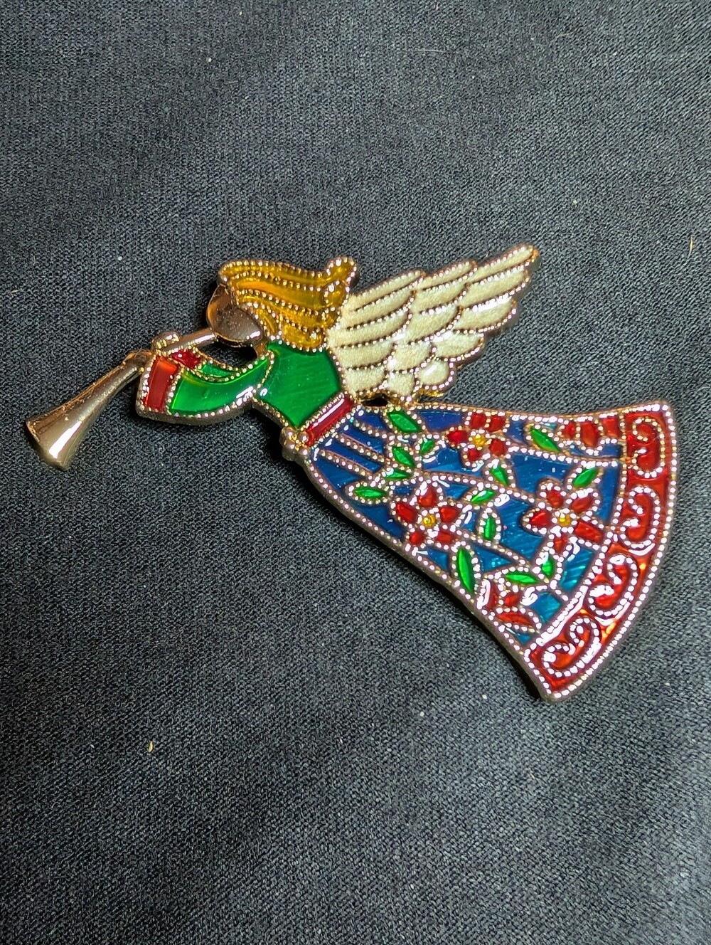 Enamel Angel Brooch Pin in Red, Green, Blue